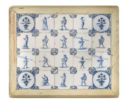 Twenty Delft blue and white tiles, 18th century,
