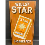 A Wills's Star Cigarettes pictorial packet enamel sign in superb near mint condition, 18 x 36".
