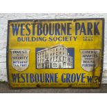 A Westbourne Park Building Society pictorial enamel sign, 40 x 30".