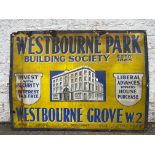 A Westbourne Park Building Society pictorial enamel sign, 40 x 30".