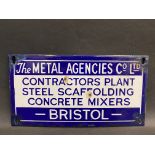 A small enamel sign advertising The Metal Agencies Co. Ltd of Bristol, retouched corners, 9 1/2 x