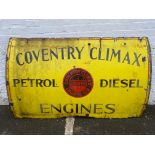 A large Coventry Climax Petrol and Diesel Engines, rectangular enamel sign, with central three