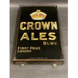 A rare Crown Ales of Bury, 'First Prize London', brewery glass advertising sign in copper frame,