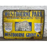 A Westbourne Park Building Society pictorial enamel sign, 40 x 30".