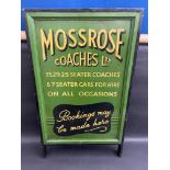 A Moss Rose Coaches Ltd hand painted booking sign, 21 1/4 x 36".