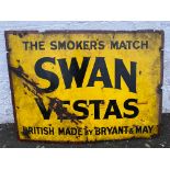 A large Swan Vestas 'The Smoker's Match' rectangular enamel sign, 48 x 36".