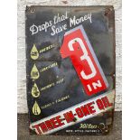 A Three-In-One oil enamel advertising sign, by F. Mason & Co. Ltd, 24 x 36".