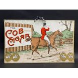 A Cob Cigars pictorial showcard depicting a gentleman riding a horse, 14 3/4 x 9".