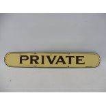 A Garnier of London enamel 'Private' enamel sign, 18 x 2 3/4".