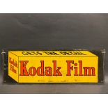 A rectangular double sided pictorial tin advertising sign advertising Kodak Film, depicting a packet
