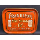 A Franklyn's Fine Shagg 8 1/2D per Oz. pictorial tin drinks tray in bright condition, 16 1/2 x 12".
