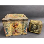 A Keen, Robinson & Co. Ltd mustard tin decorated with figures from the 19th Century, plus a small