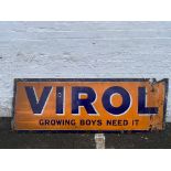 A Virol 'Growing Boys Need It' rectangular enamel sign, 78 x 28".