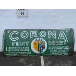 A large and rare Corona Fruit Drinks part pictorial enamel sign, 120 x 48".