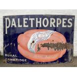 A large Palethorpes' Royal Cambridge sausages pictorial enamel sign, by Imperial Enamel, 72 x 48".