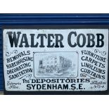 A rare and early pictorial enamel sign advertising Walter Cobb 'The Depositories' Sydenham S.E.,