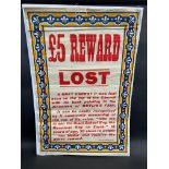 A Butlin's Fair £5 Reward lost parrot poster, 20 x 30".