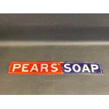 A Pears' Soap rectangular enamel strip sign, with some overpainting, 18 1/2 x 3".