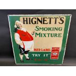A rarely seen Hignett's Smoking Mixture pictorial enamel sign, with some restoration, 20 x 20".