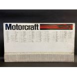 A Motorcraft rectangular tin advertising display board sign, 35 1/2 x 20".