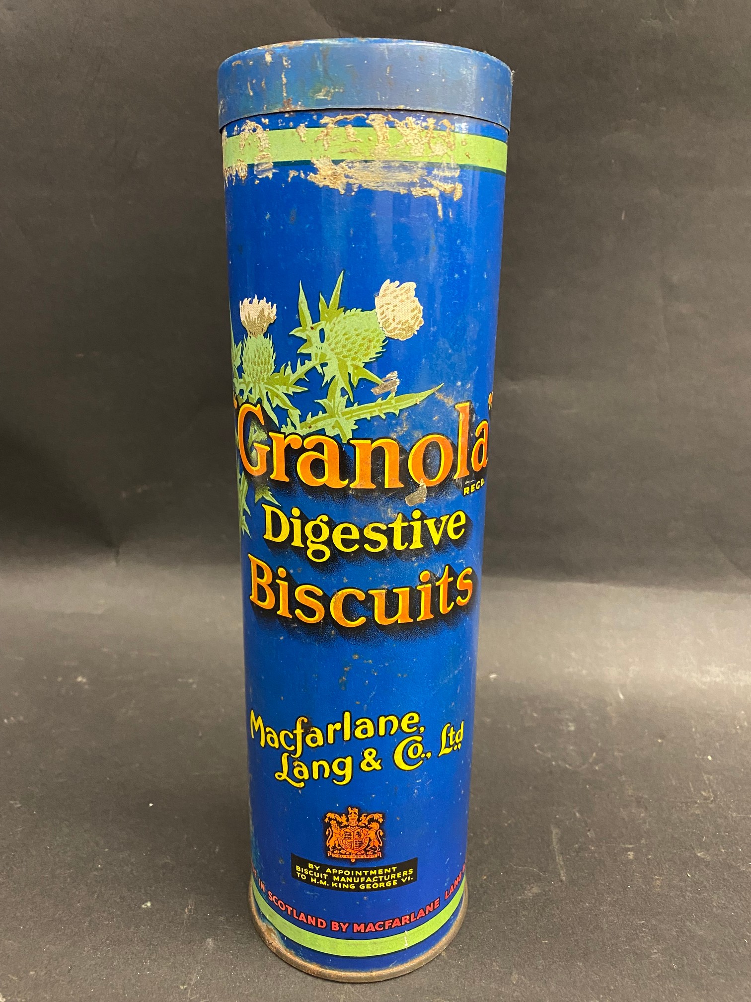 A Macfarlane Lang & Co. Ltd Granola Digestive Biscuits cylindrical tin, 11 1/4" h. - Image 2 of 2