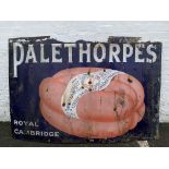 A large Palethorpes' Royal Cambridge sausages pictorial enamel sign, by Imperial Enamel, 72 x 48".