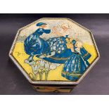 An unusual octagonal Dutch biscuit tin, circa 1920s/1930s.