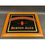 An Ind Coope & Allsopp Burton Ales large glass brewery advertising sign, in the original wooden