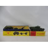 A boxed Dinky Toys Centurian tank and a Dinky Toys 697 25 Pounder Field Gun set.