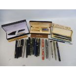 A good collection of fountain and other pens including a boxed Sheaffer sets, Waterman etc.