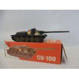A 1:43 scale die-cast SU-100 WWII tank aka self-propelled Howitzer, in original box, made in the