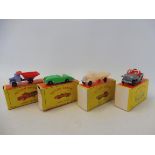 Four boxed Made in Hong Kong early polythene miniatures, an Austin Healey, a Jeep, an Austin lorry