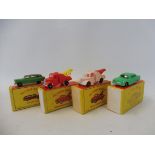 Four boxed Made in Hong Kong early polythene miniatures, two breakdown trucks, a Ford Customline and