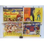 Four half-sheet size film posters, circa 1950s, The Fastest Gun Alive, Many Rivers To Cross, Hit The