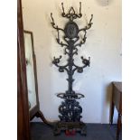 A good quality late 19th Century French iron hat and coat stand of ornate form.