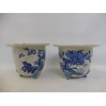 A small pair of Chinese blue and white jardineres.