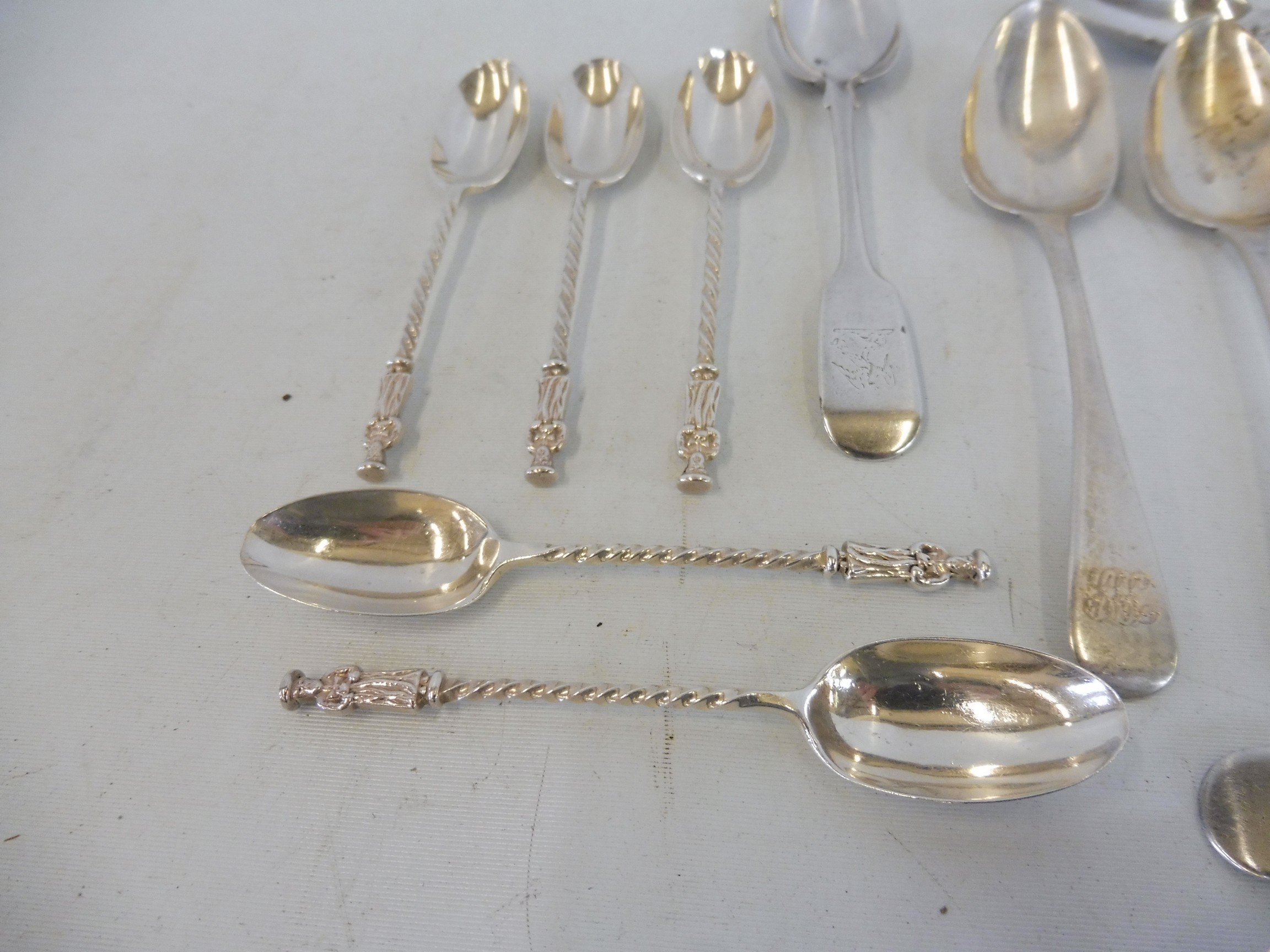 A set of six silver teaspoons, Exeter 1866, a set of six Georgian silver teaspoons, London 1822, and - Image 2 of 2