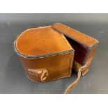 A Chas. Farlow & Co. 191 The Strand London leather D box, 4 3/4" x 3 1/2" x 5" h.