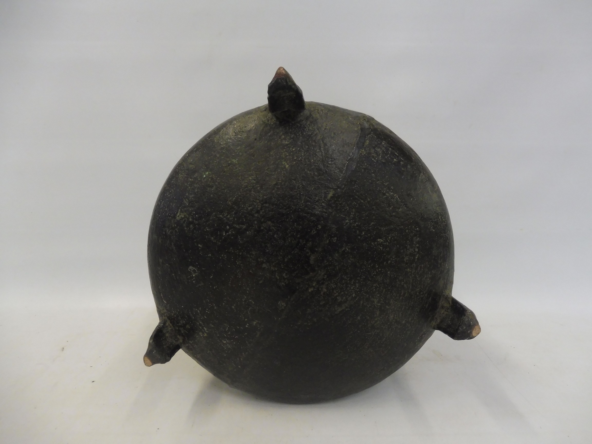 A 17th Century patinated bronze cauldron of large size, 10 1/2" diameter, 9" h. - Image 5 of 5