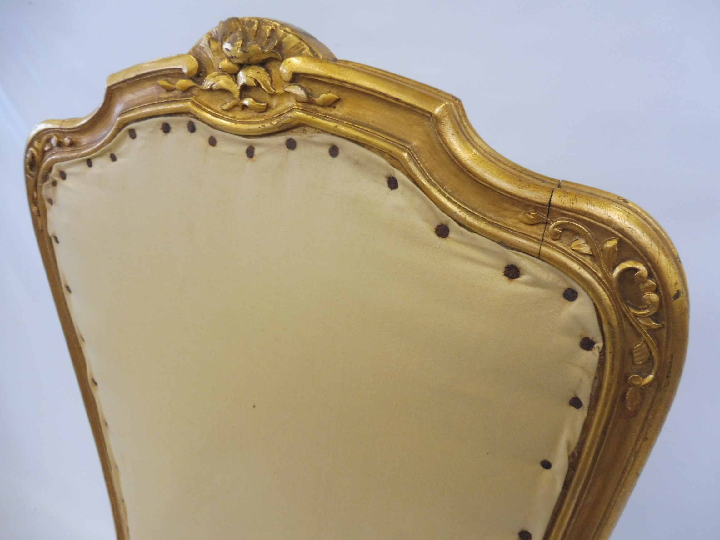 A gilt framed fire screen, 16 1/2" wide x 34" high x 15" deep (at feet). - Image 2 of 3