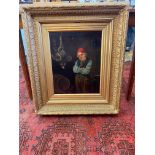 E. DEANE - 'Contemplating Supper', oil on canvas, signed and dated in a gilt frame, 27 x 31".
