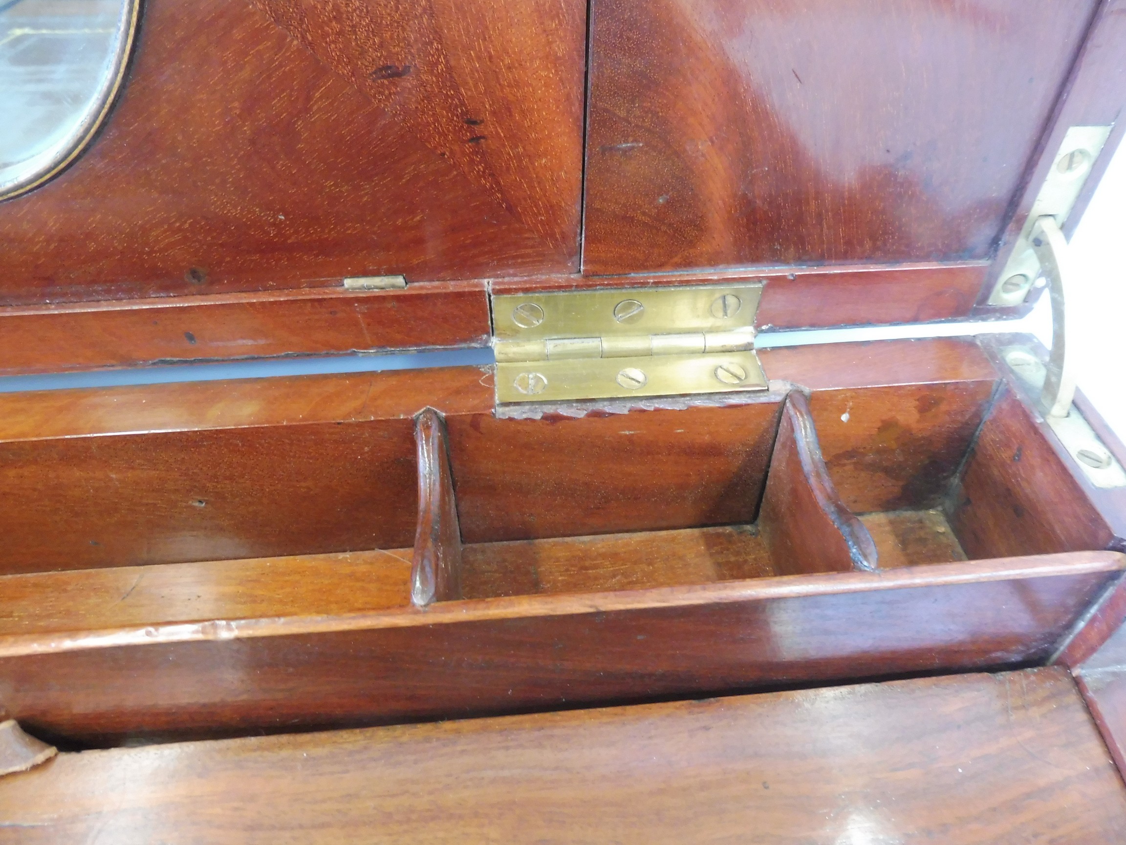 A fine quality 19th Century mahogany and brass bound campaign writing slope, the inset brass - Image 3 of 12