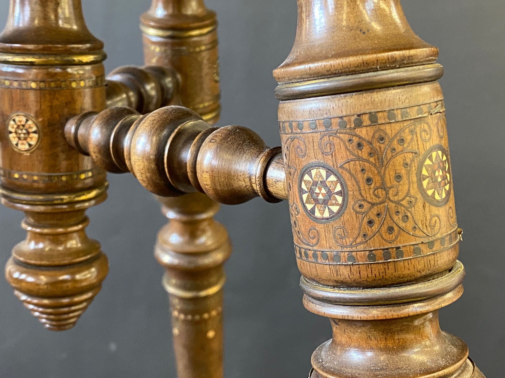 A very good quality 19th Century Moorish heavily inlaid circular occasional table raised on three - Image 4 of 9