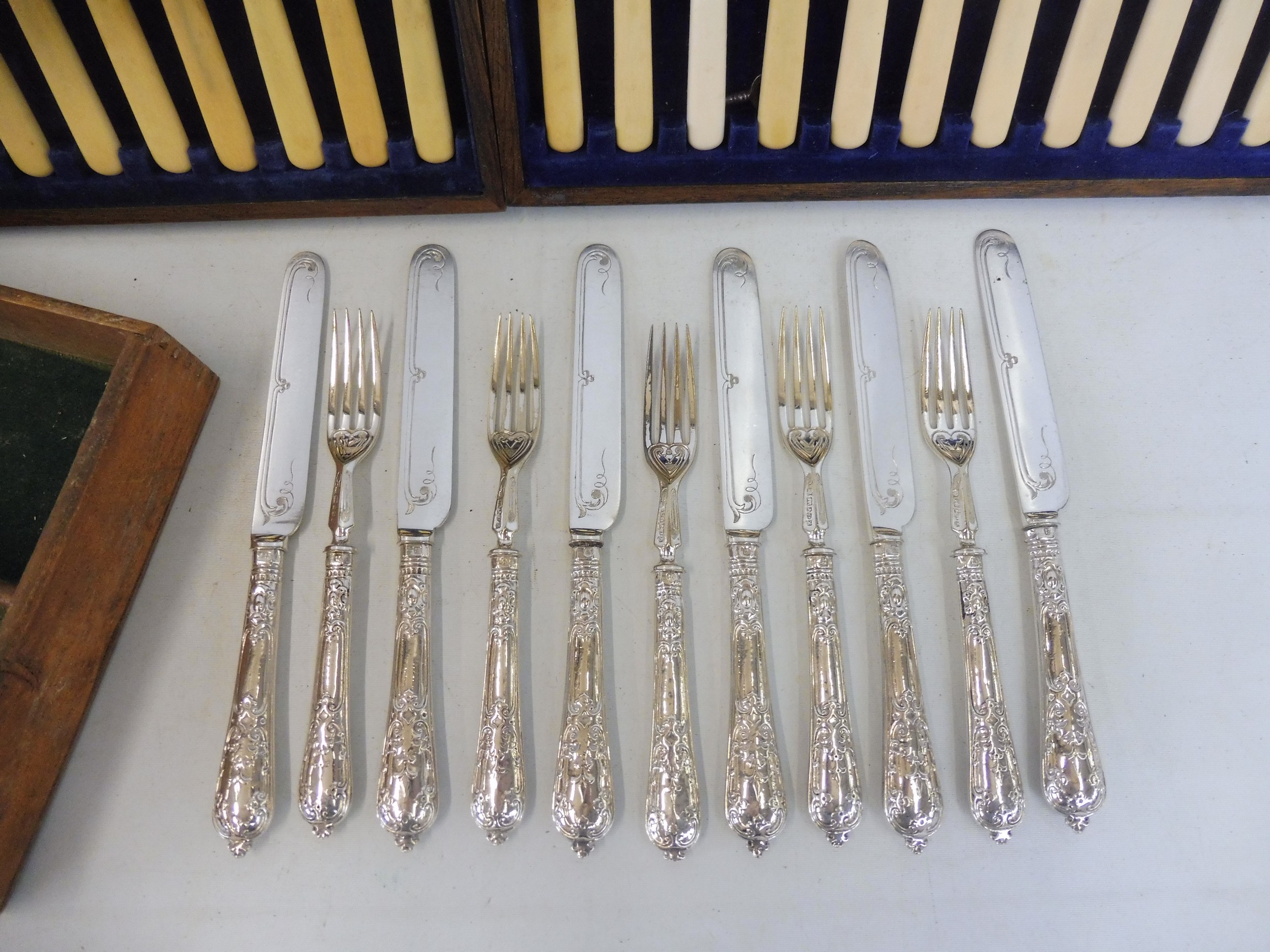A selection of silver handled knives and forks plus a quantity of plated cutlery. - Image 2 of 2