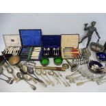 A quantity of silver plate including beakers, plus various other collectables including a
