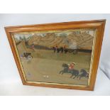 A 19th Century Folk Art feltwork study of soldiers, possibly Boer War, 24 x 20".