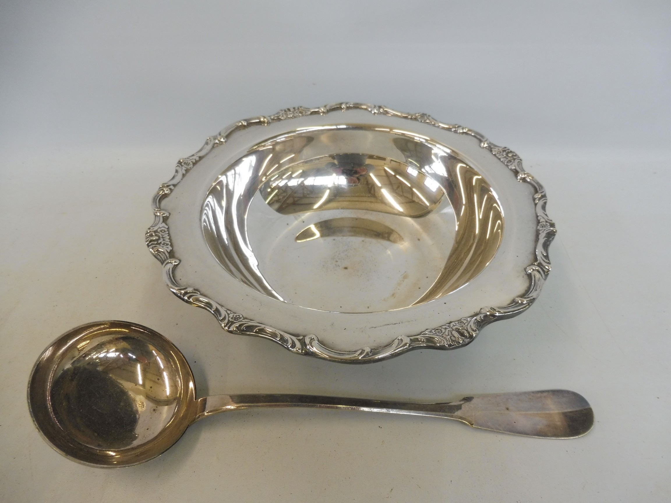 A good quality silver plated serving dishes raised upon three hoof supports, plus a white metal - Image 2 of 4