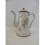 A 19th Century enamel teapot in good condition, 9 1/4" high.