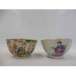 Two Chinese tea bowls decorated with figures, possibly 18th Century.