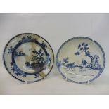 Two Chinese blue and white saucers.